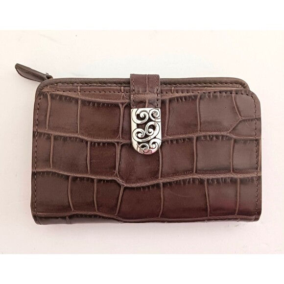Brighton Brown Croc-Embossed Wallet - Picture 1 of 9